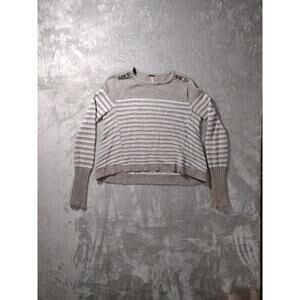 Free People Majorette Gray Striped Sweater Angora Wool Blend Size S Preppy Boho